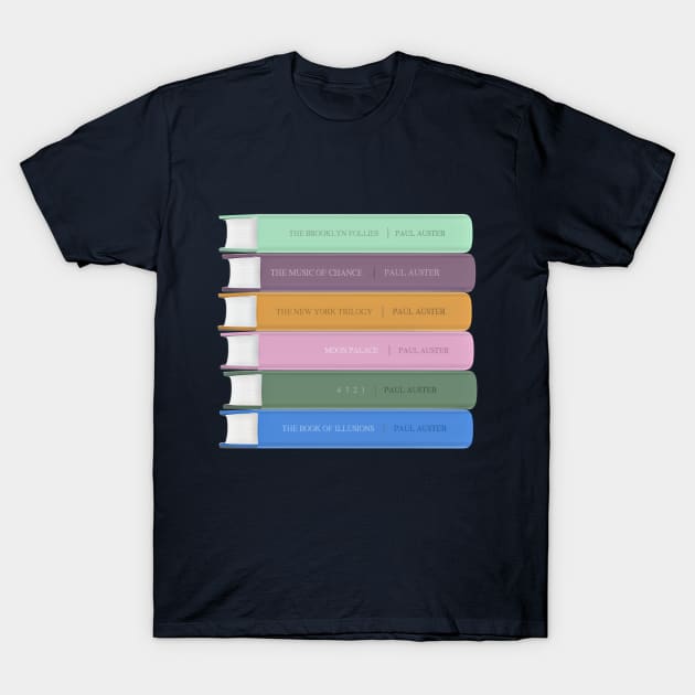 Paul Auster Book Spine Design - Book Lovers Gift T-Shirt by DankFutura